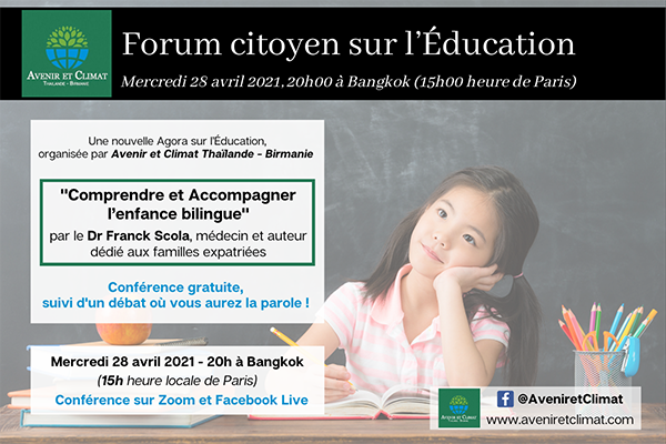« Comprendre et Accompagner l’enfance bilingue » un forum citoyen par Avenir et Climat en présence du Dr Scola, à revoir en ligne.
