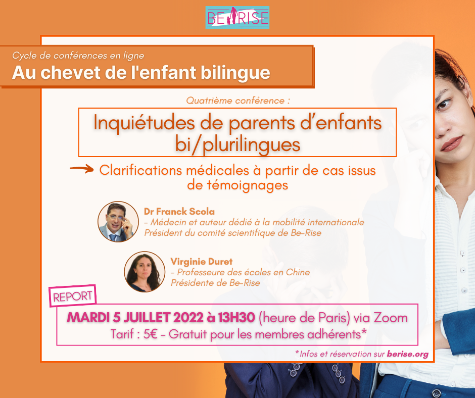 Pour la 4e conférence de ce cycle, Be-Rise se consacre aux inquiétudes des parents d'enfants bilingues et plurilingues issues de témoignages.